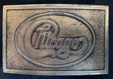 QB07159 VINTAGE 1970s CHICAGO MUSIC BAND COMMEMORATIVE SOLID BRASS BUCKLE