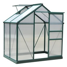 Image of Outsunny 6x4ft Walk-In Polycarbonate Greenhouse Plant Grow Galvanized Aluminium