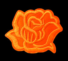 IRON ON PATCH - orange Rose Flower 2 3/4 x 2 1/8 inch FREE SHIPPING