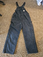 Vintage 90s Carhartt Duck Bib Overalls R02 BLK RN 14806 Mens 36x30 Made In USA  
