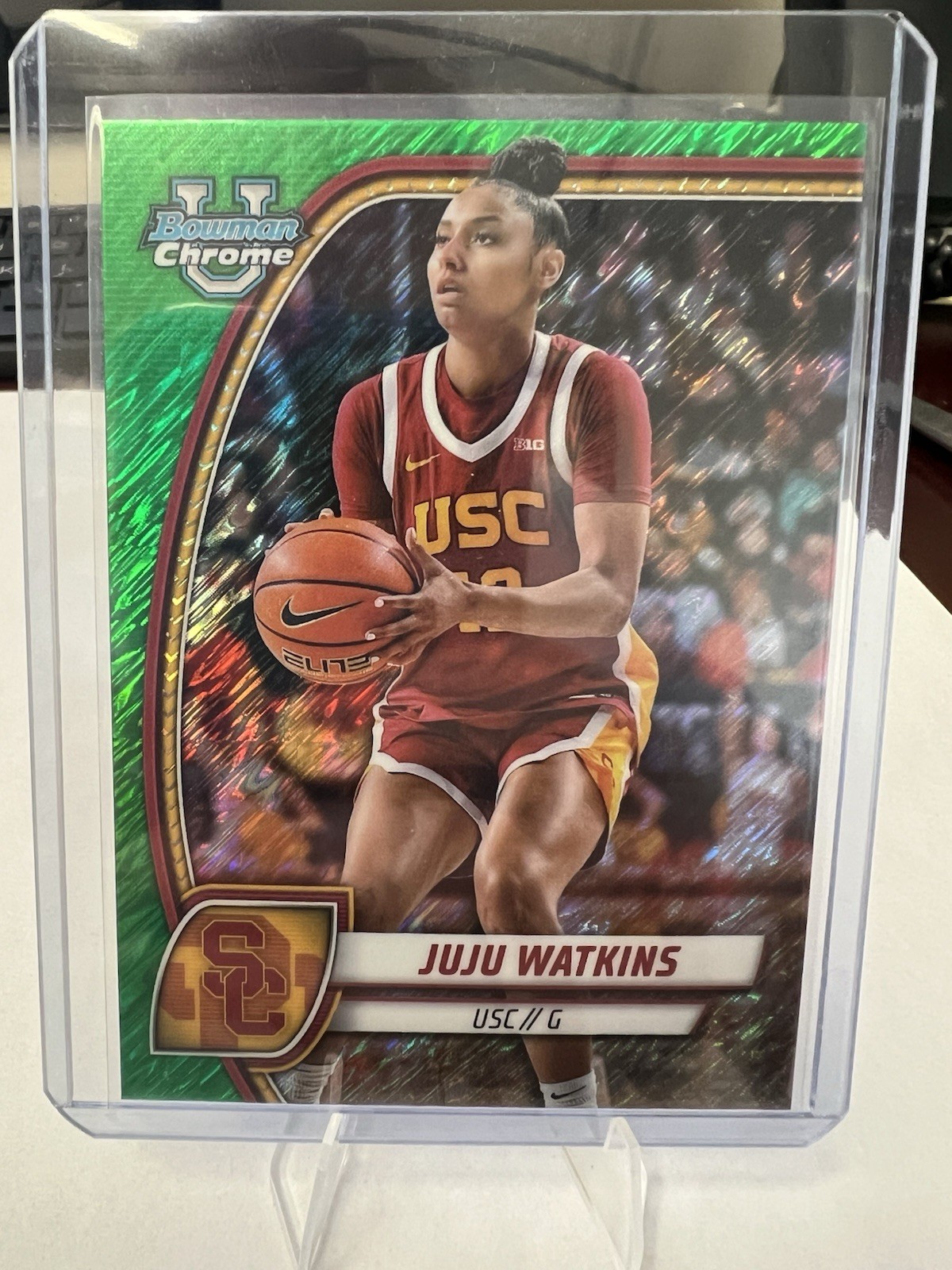 Juju Watkins 2024 Bowman U Chrome Green Shimmer Refractor #37 RC