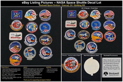NASA shuttle decals Rockwell Downey Columbia Challenger Discovery