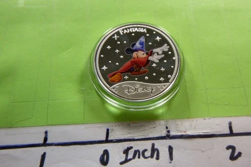 MICKEY MOUSE FANTASIA COLORED ENAMEL DISNEY CLASSIC MOVIES NICKEL COIN RARE 1FO