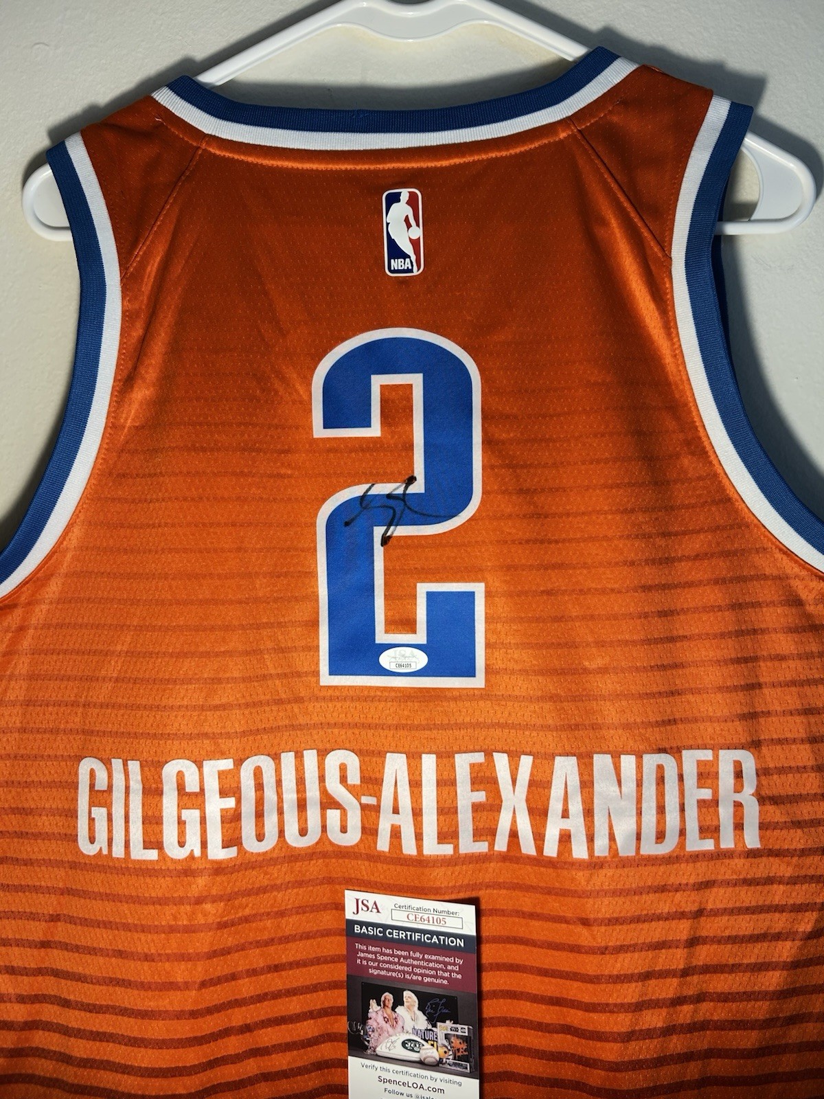 Shai Gilgeous Alexander Autographed Signed Oklahoma City Thunder Jersey JSA COA 