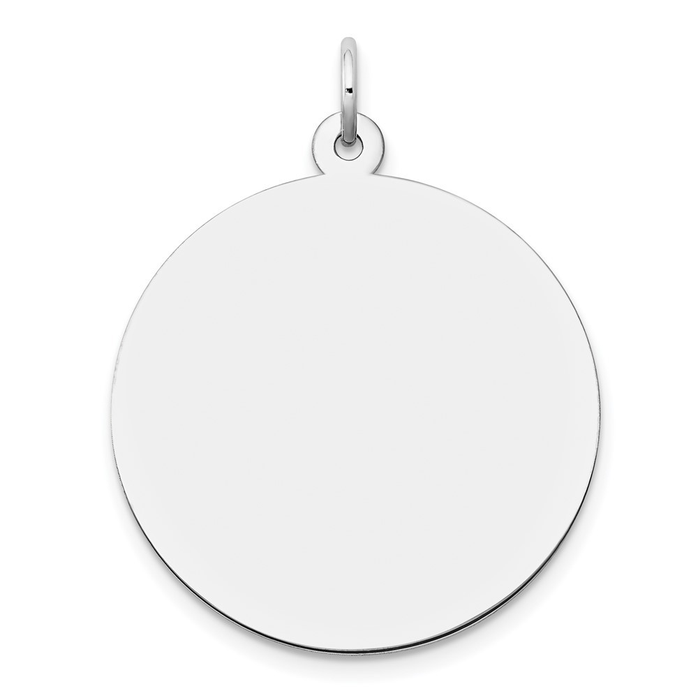 14k White Gold Plain 0.035 Gauge Round Engravable 24mm Disc Charm Pendant 6.06gm