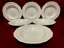 Mikasa Antique White Ultima + Set Of 6 Rimmed Pasta/Soup Bowls 9 1/2"