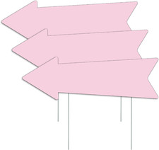 Pink Arrow Signs with Stakes 16 x 5 Inches,This Way Directional Arrow Yard Signs