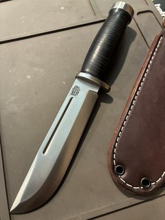 Bark River Vehement Knives Quartermaster Knife Full Size Stacked Leather 3V