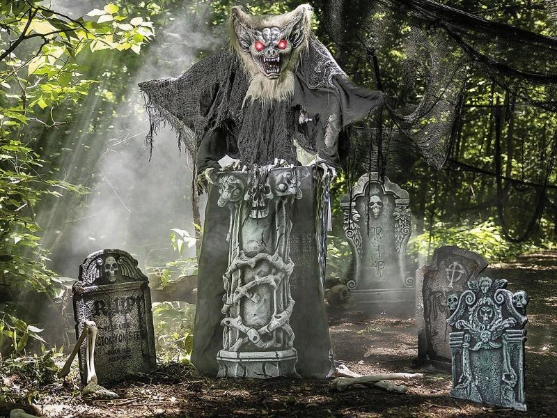 Animated Gargoyle Prop 4.9 Ft Light Up Halloween Figure Sound Motion Gothic LED
