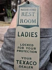 Texaco Vintage Dealer Ladies Registered Rest Room Sign White/Green Gas & Oil