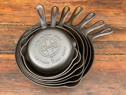 Griswold Cast Iron Matching Large Logo Skillet Set (3-9)