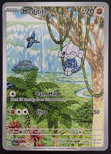 Pokemon TCG Meditite 153/142 SV07 Stellar Crown Illustration Rare Holo - English
