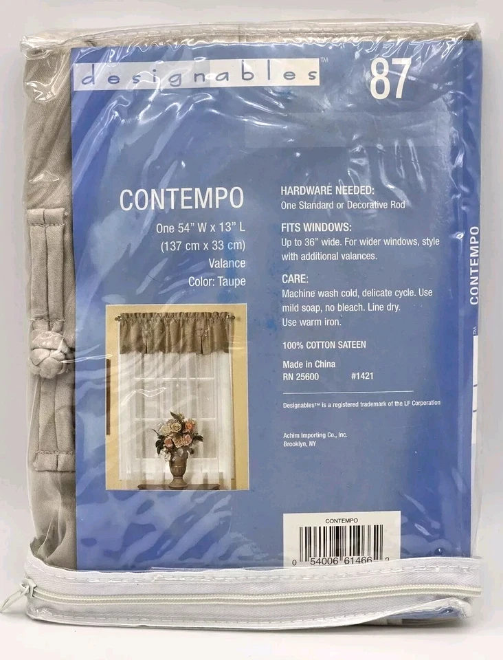 Valance Window Treatments Designable 87 Contempo Taupe 54"W x 13"L #1421 Lot of2 - Image 4 of 4