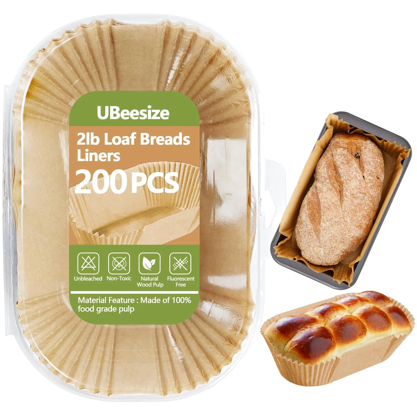 2lb Loaf Pan Liners, 200 PCS Loaf Pan Liners for Baking Bread 9x5, Non-Stick ...
