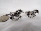 SILVER TONE THOROUGHBRED RACEHORSE WITH JOCKEY CUFF LINKS — photo 3
