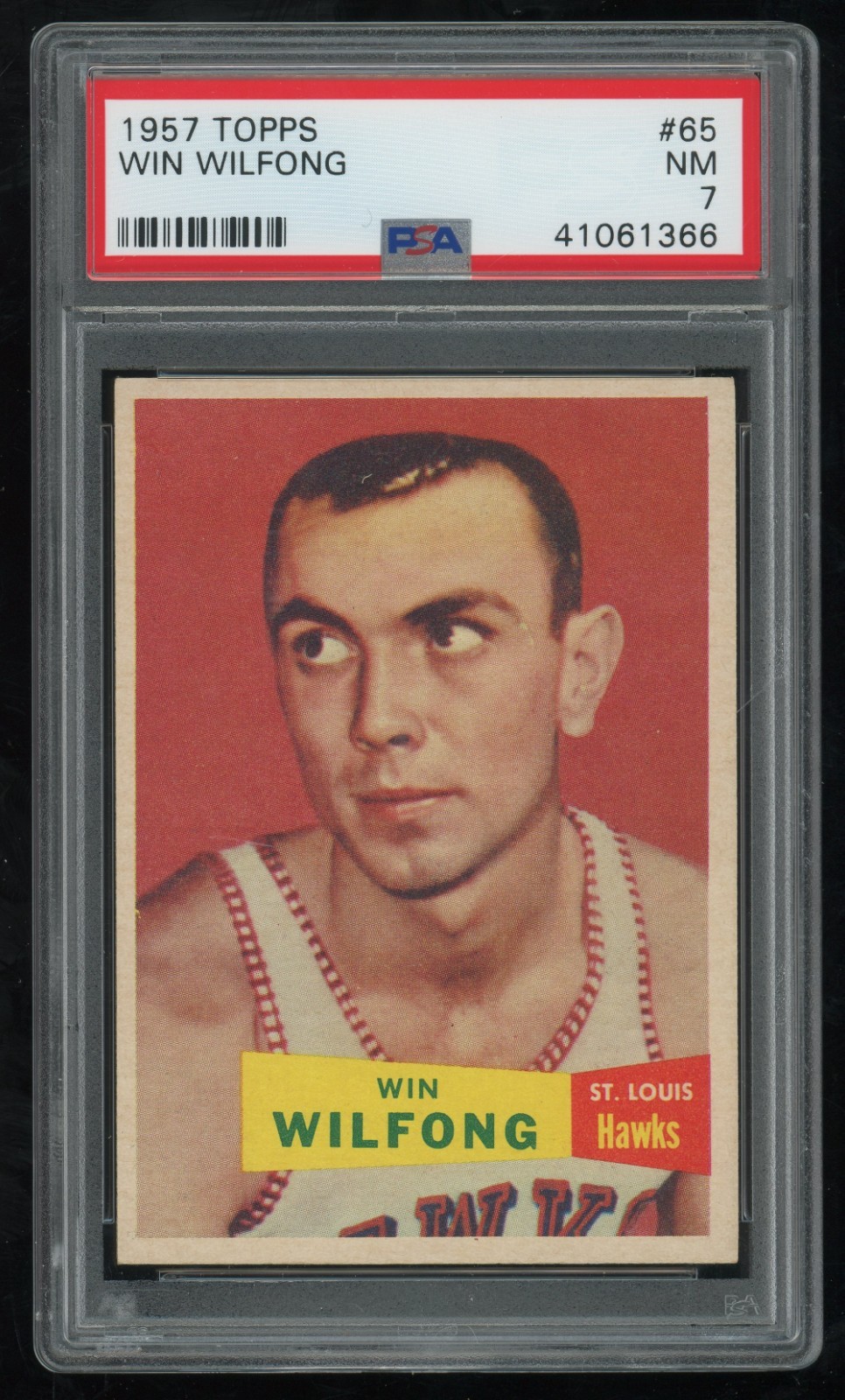 1957-58 Topps Win Wilfong Rookie #65 PSA 7 - St. Louis Hawks - RC