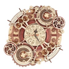 Robotime 3D Wooden Puzzle Zodiac Wall Clock Mechanical Model Kit Steampunk Gift