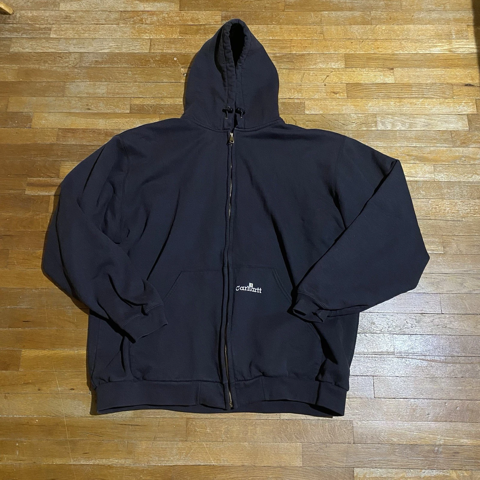 VTG Carhartt Jacket Men’s 3XL Thermal Lined Full Zip Hoodie Sweatshirt Blk K129