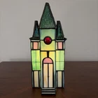 Vintage Tiffany Style Leaded Stain Glass Church Accent Lamp 9.5" Tall