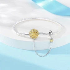 KUNSIR 925 Sterling Silver Delicate Daisy Flower Chain Bracelet For Women Girls