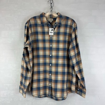 J.Crew Plaid Button Down Shirt Medium Blue Tan Flannel Long Sleeve NWT