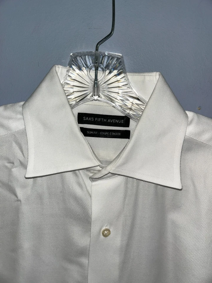 Saks Fifth Ave, Slim Fit-Coupe Etroite, 3 White Shirts, 15.5 - 32/33, Men - Image 2 of 4