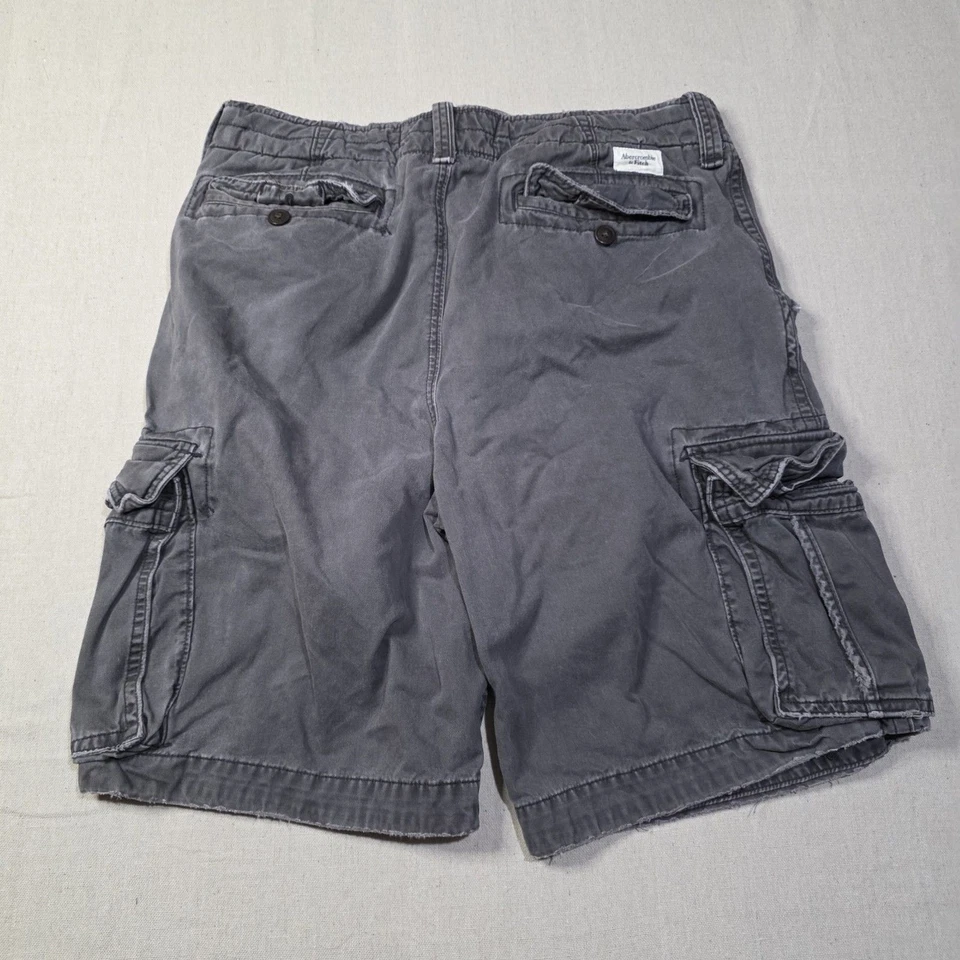 Vintage Y2K Abercrombie & Fitch Cargo Shorts Men's Size 36 Gray With Drawstring - Image 3 of 4
