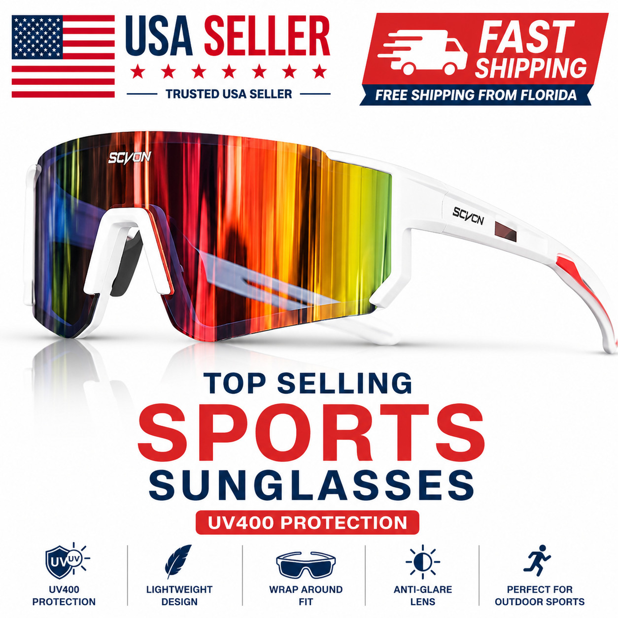Polarized Sports Sunglasses UV400 Cycling Driving Fishing Wrap Outdoor Glasses