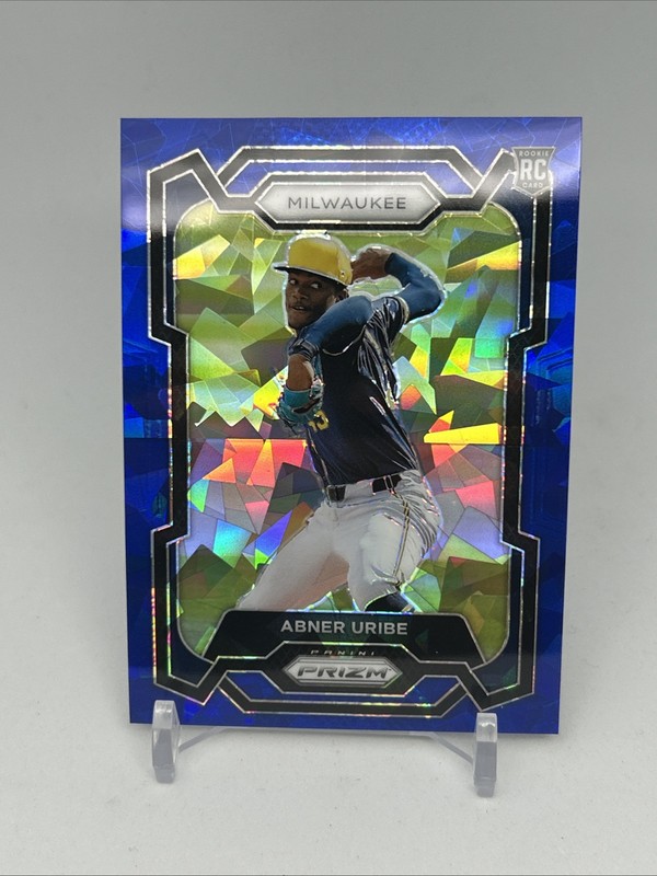 2024 Panini Prizm - Blue Ice Prizm #210 Abner Uribe (RC) Milwaukee Brewers