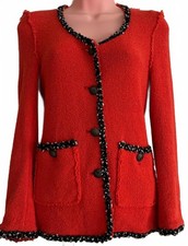 Zara Woman Jacket Red Boucle Statement Buttons, Size XS