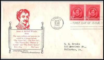 1940 James McNeill Whistler artist Sc 885-15B FDC with Holland