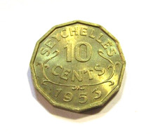 1953 Seychelles 10 Cents Coin