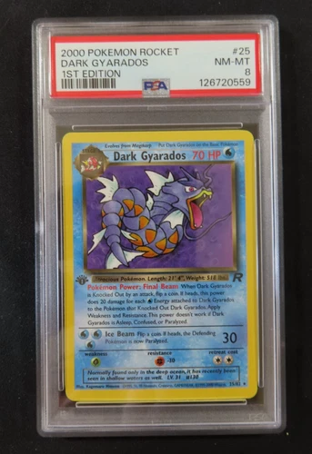 2000 Pokemon Rocket 1ST EDITION #25 Dark Gyarados in a NM/MT PSA 8