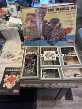 Vintage Renwal Visible V8 Engine Model 802 Parts Lot w/ Box & Paperwork AS-IS