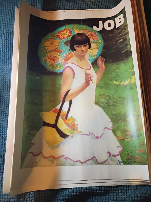 1970s Societe JOB Advertisement Poster Cigarette Smoke Paper  1924 Boulez #14