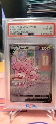Pokémon TCG PSA 10  BLISSEY V 183/198 ALT ART CHILLING REIGN HOLO
