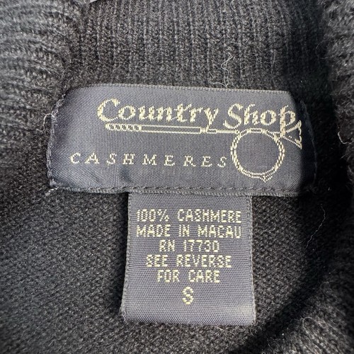 Country Shop 100% Cashmere Turtleneck Sweater Womens S Black Classic Soft I18 - Picture 4 of 6