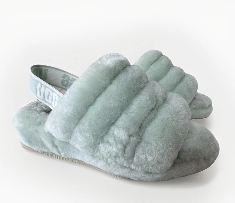 UGG PELUSA YEAH SLIDE RETRO COMO NUEVO MOCASÍN SANDALIAS ZAPATOS PLANOS TALLA 7 Foto 2 de 4