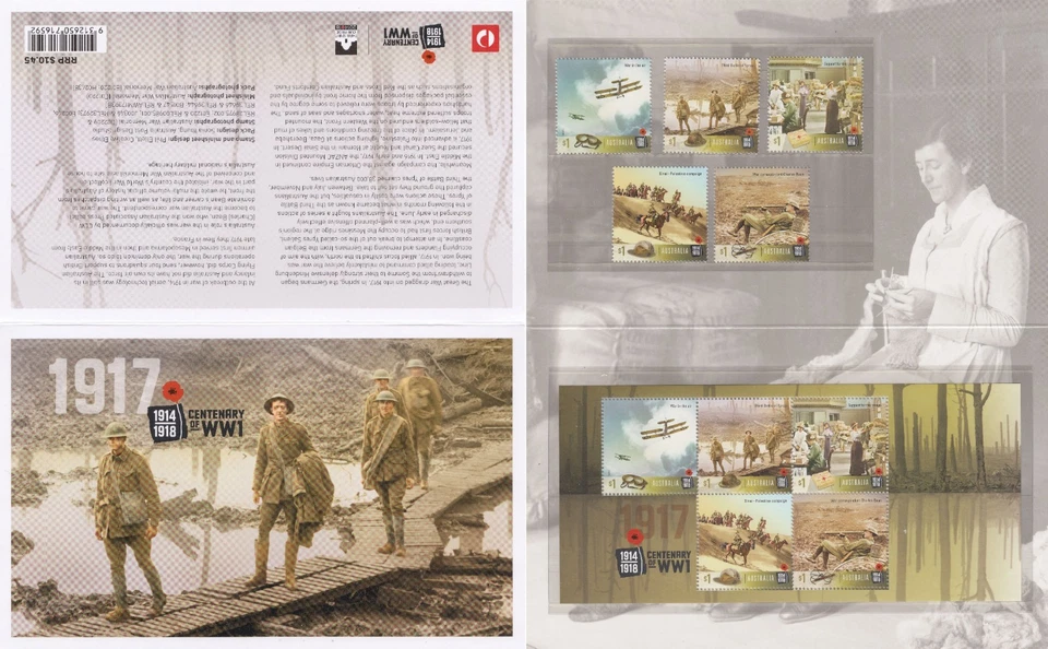 Australia 2017 The 100th Anni of W.W I_full set, Folder, booklet,Maxicard, 2 FDC - Image 2 of 4