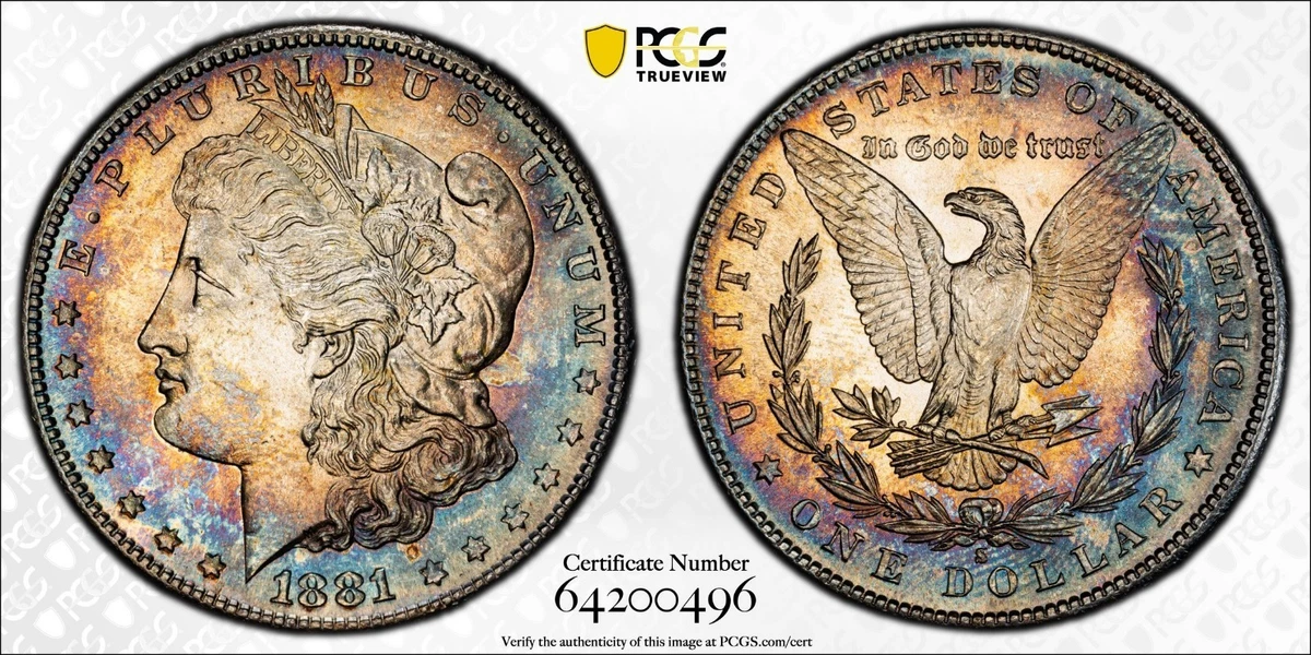 アメリカ　銀貨　1881-S　モルガン　シルバーダラー　PCGS MS 62 MS 62 Graded 1881 Year Morgan US Dollars (1878-1921) for sale | eBay