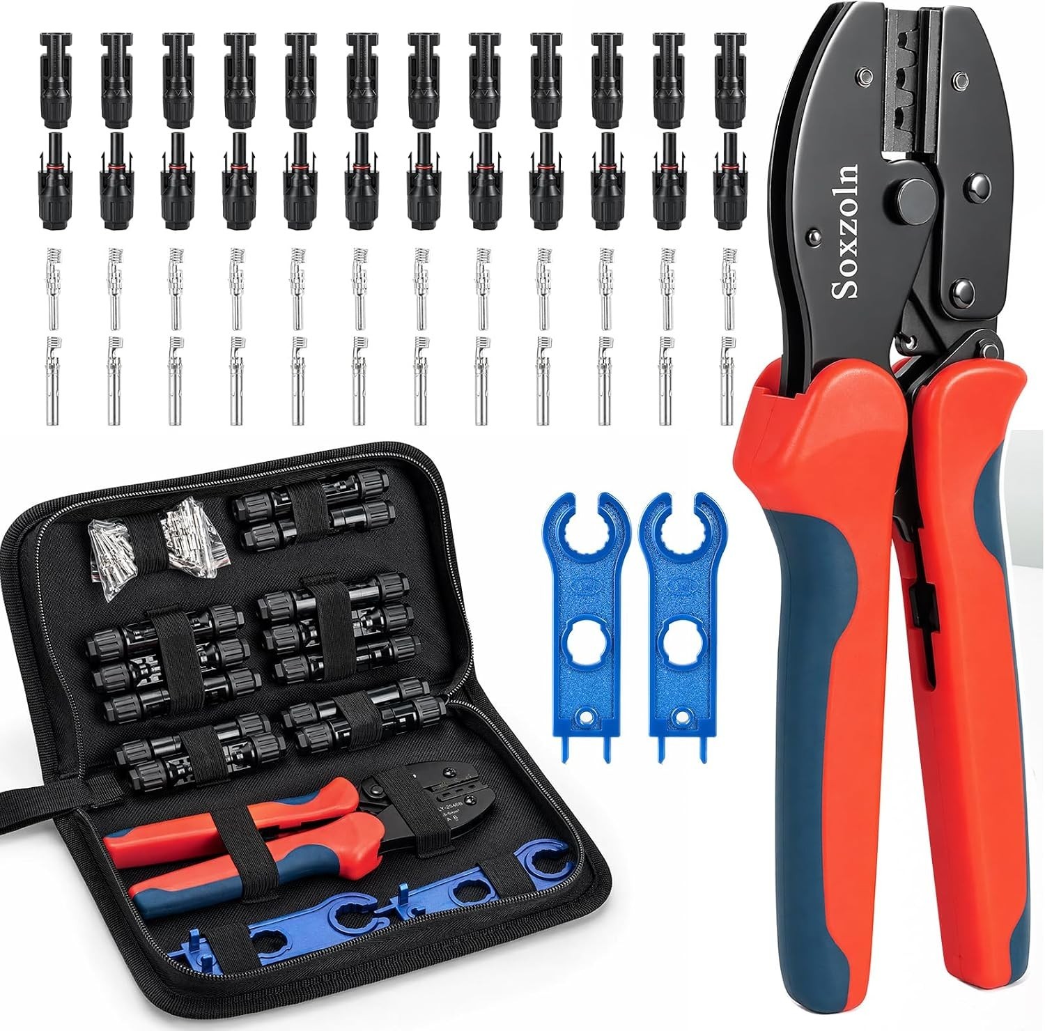 Solar Crimper Tool Kit With 12Pcs MC4 Connectors 2 Solar Connector Spanner Wrenc
