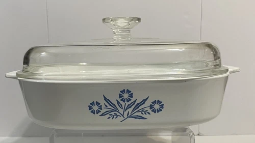Vtg Corning Ware Cornflower Casserole A-10-B  with Pyrex Liid A-12-C