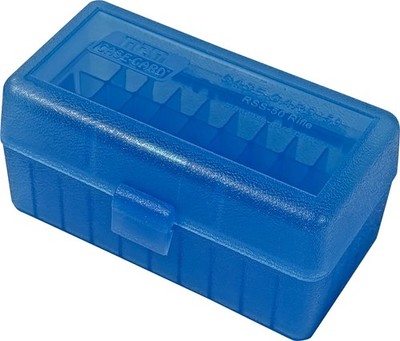 MTM Case-Gard RS-S-50-24 Rifle Ammo Box, 50 Round, 2.50-Inch, Clear Blue