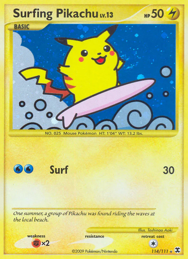 Surfing Pikachu (114/111) [Platinum: Rising Rivals] Moderately Played Holofoil