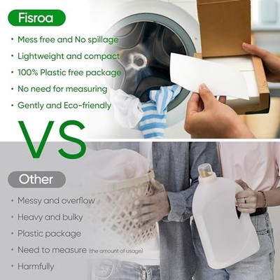 Fresh Linen Scent - FISROA TRAVEL LAUNDRY DETERGENT SHEETS FISROA 300 LOADS