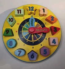 Melissa  Doug Shape Sorting Clock Telling Time Shape Numbers Colors Puzzle Toy
