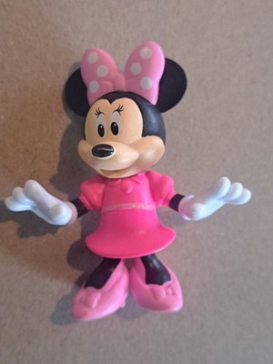 Disney Minnie Mouse Figurine Pink Dress Polka Dot Bow Classic Toy