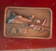 A-10 Aircraft Design Metal Belt Buckle, Military  Weaponry, Bronze