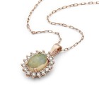 Birthstone Pendant 1 cts Natural White Opal, Nude Diamonds, set in 14K Rose Gold — photo 3