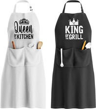 King Queen Apron Set - Wedding Engagement Gifts for Couples, Funny Kitchen ...